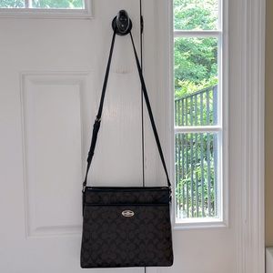 Coach brown and black cross body bag